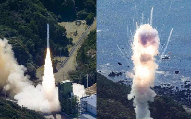 موشک فضایی ژاپن لحظاتی پس از پرتاب منفجر شد + عکس و جزئیات