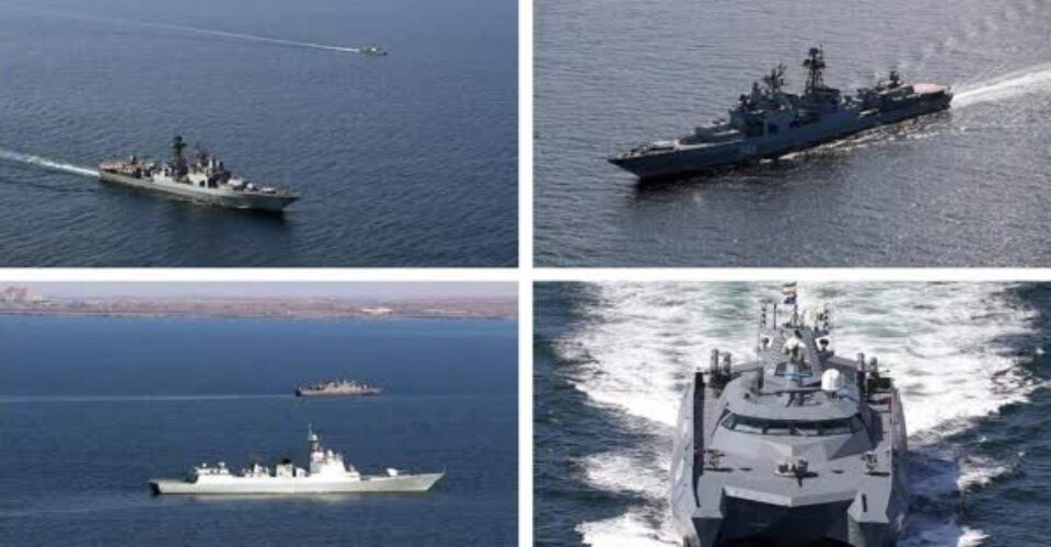 اجرای تمرین «Photo Ex» در رزمایش دریایی۲۰۲۴ | تیراندازی ناوهای ایران، چین و روسیه به سمت اهداف دریایی