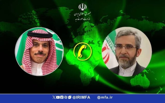 گفتگوی تلفنی علی باقری با وزیر امور خارجه عربستان درباره مراسم حج و تحولات غزه