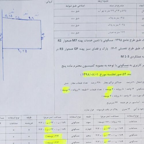 313 متر زمین مسکونی با پروانه ساخت احمدی آزاد