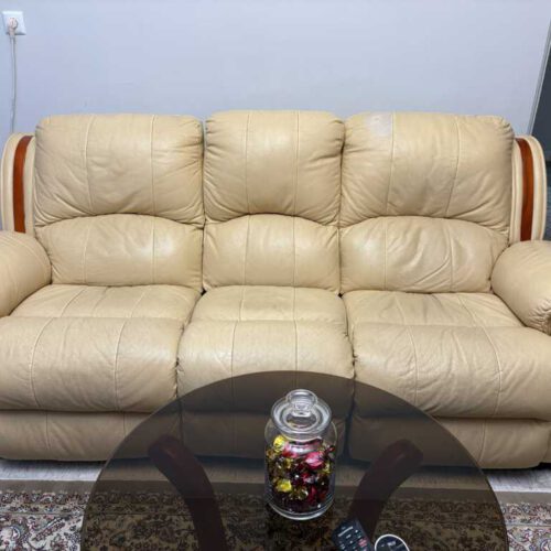 مبل راحتی چرم و چوب