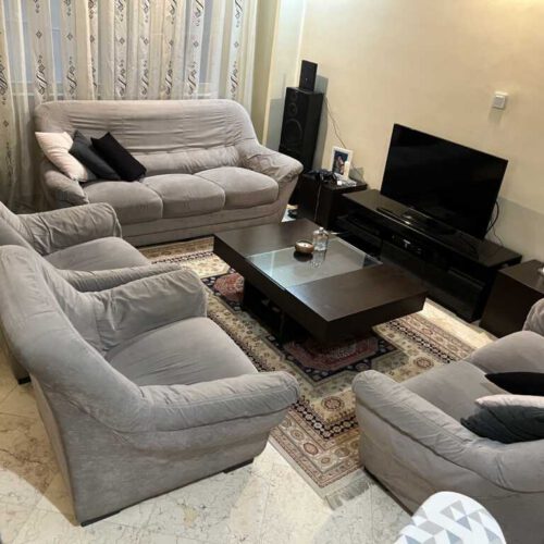مبلمان راحتی 7 نفره و میز ناهارخوری 8 نفره